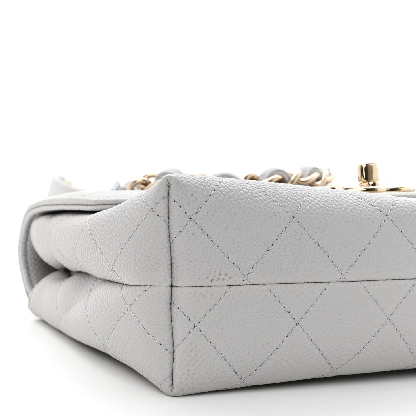 Caviar Quilted Small City Walk Flap Light Grey