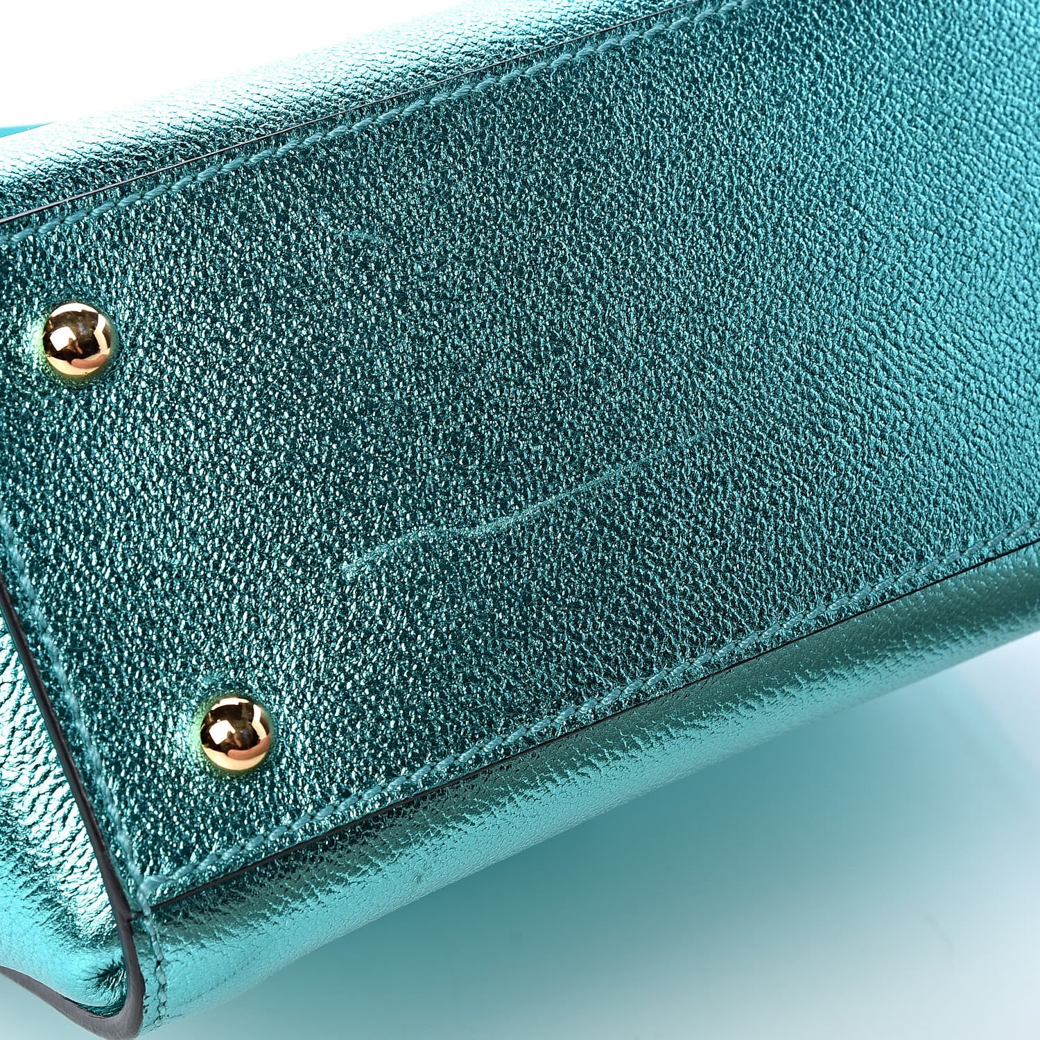Burberry Metallic Soft Grain Calfskin Small Buckle Tote Emerald 17 of 18