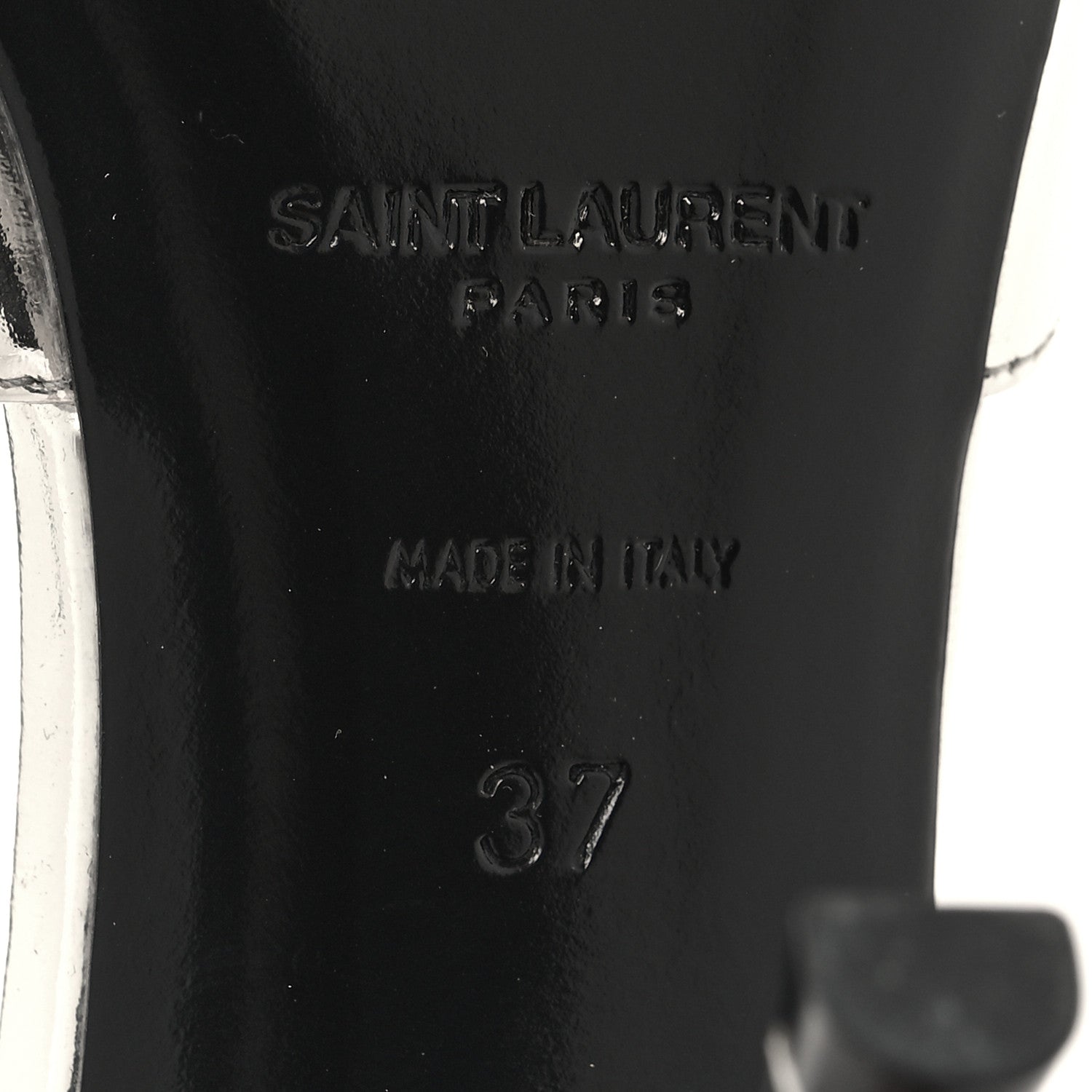 Saint Laurent Glazed Calfskin Tom 90 Dream Slingback Pumps 37 Argento 7 of 9