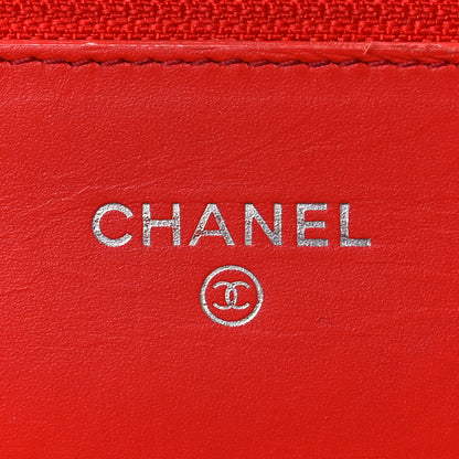 Chanel Patent Striped Wallet On Chain WOC Red 5 of 8