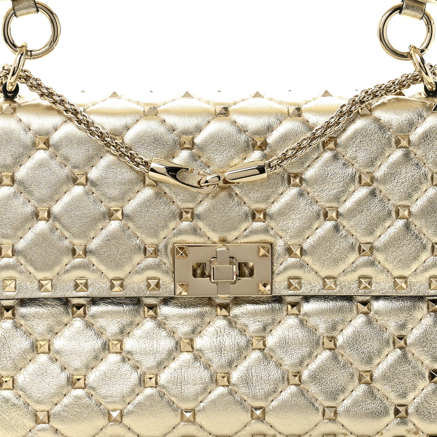 Metallic Wrinkled Lambskin Medium Rockstud Spike Shoulder Bag Mekong