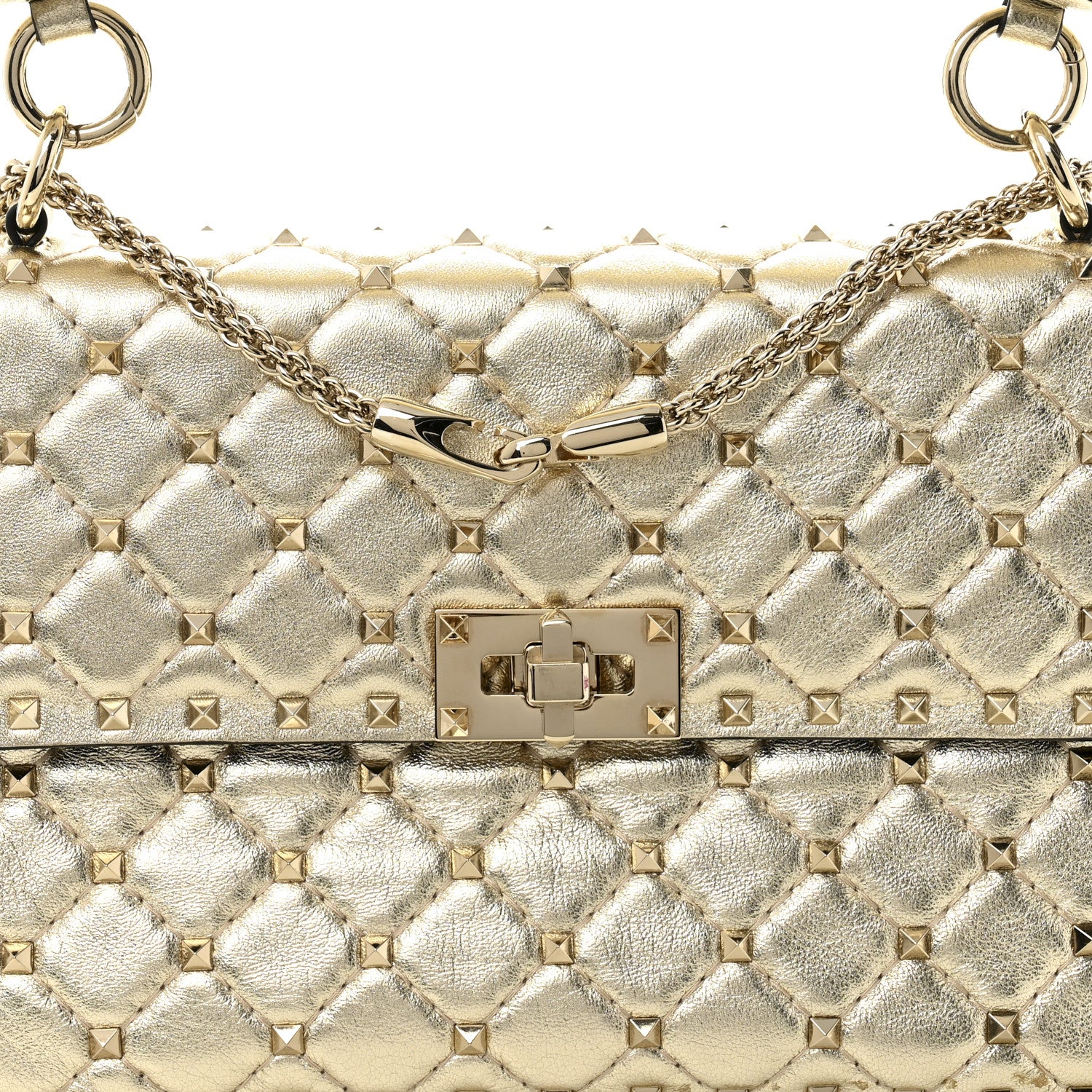 Valentino Garavani Metallic Wrinkled Lambskin Medium Rockstud Spike Shoulder Bag Mekong 7 of 10