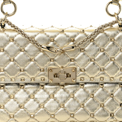 Valentino Garavani Metallic Wrinkled Lambskin Medium Rockstud Spike Shoulder Bag Mekong 7 of 10