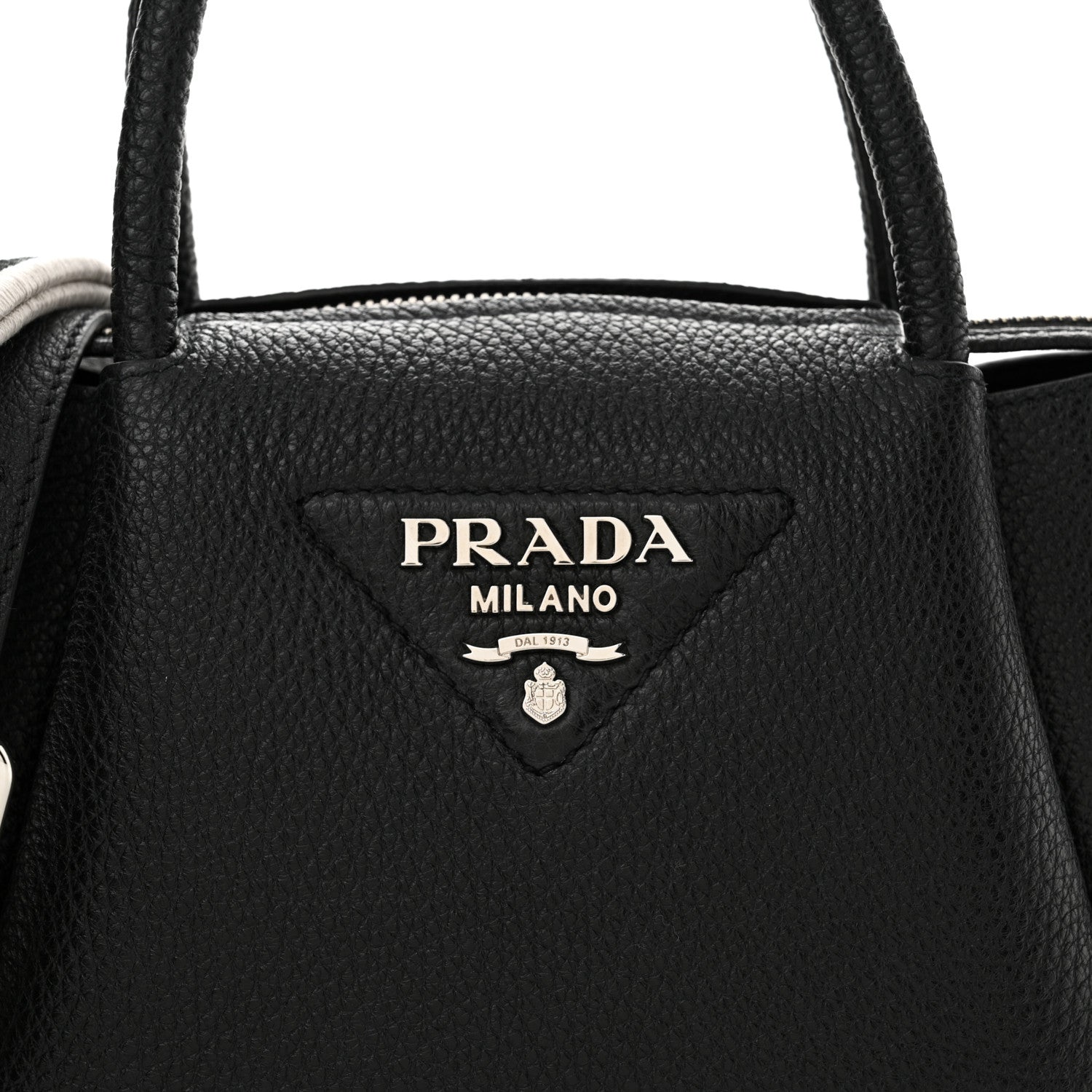 Prada Vitello Daino Soft Mini Zippered Top Handle Bag Black 7 of 10