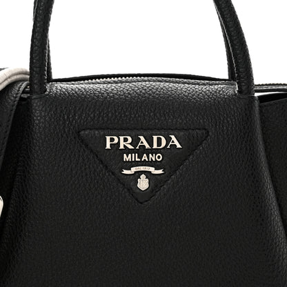 Prada Vitello Daino Soft Mini Zippered Top Handle Bag Black 7 of 10