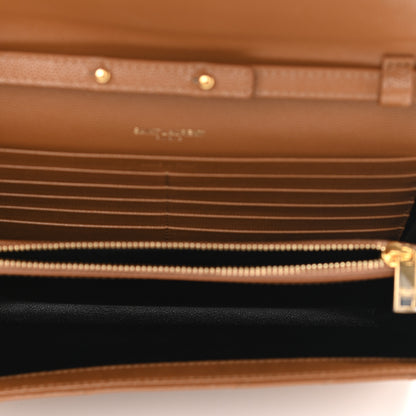 Saint Laurent Grain De Poudre Matelasse Chevron Monogram Chain Wallet Dune 5 of 10