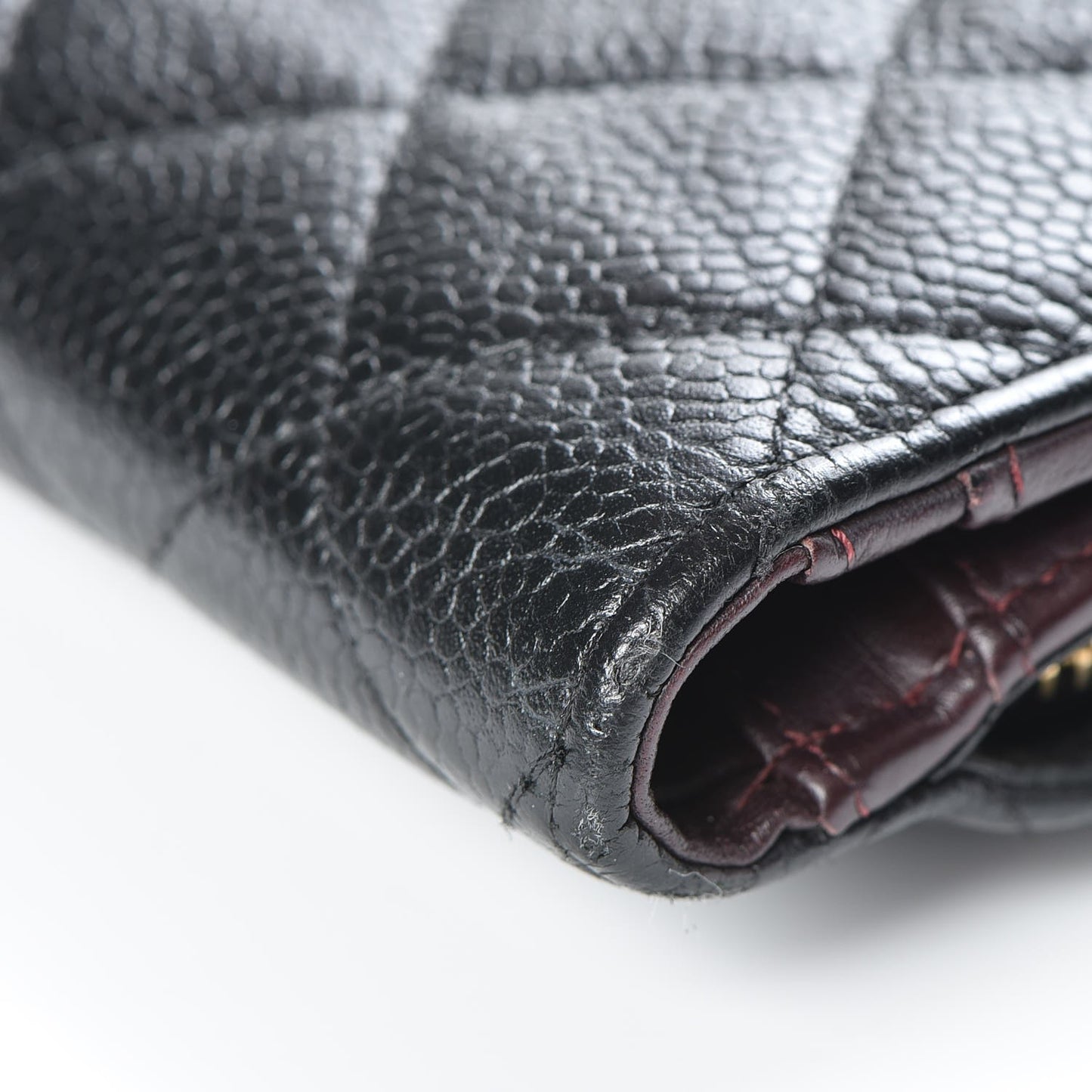 Caviar Quilted Zipped Pocket Wallet Black