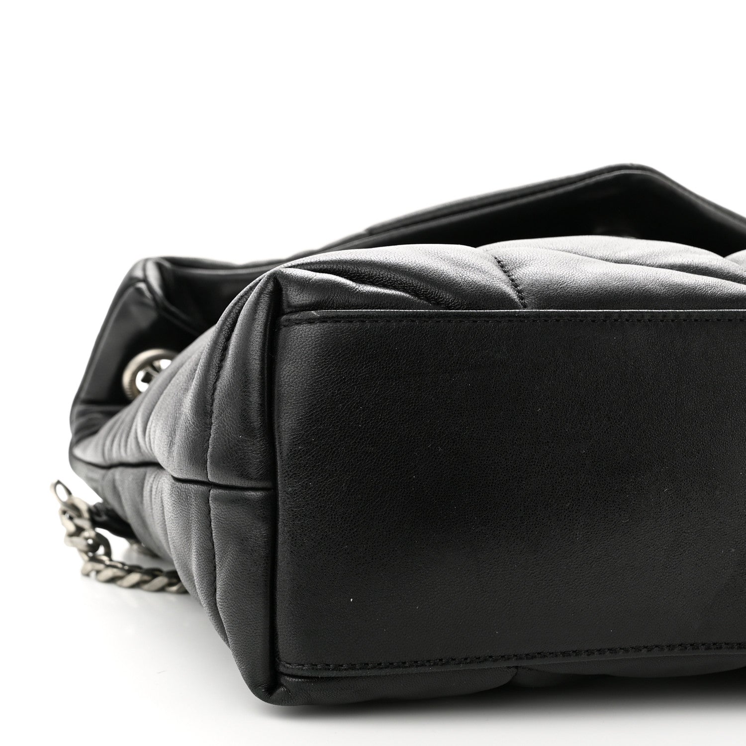 Saint Laurent Lambskin Quilted Small Loulou Puffer Monogram Chain Satchel Black 8 of 9