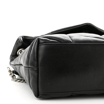 Saint Laurent Lambskin Quilted Small Loulou Puffer Monogram Chain Satchel Black 8 of 9