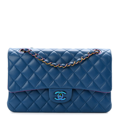 Chanel Lambskin Quilted Medium Double Flap Blue Pink 1 of 10