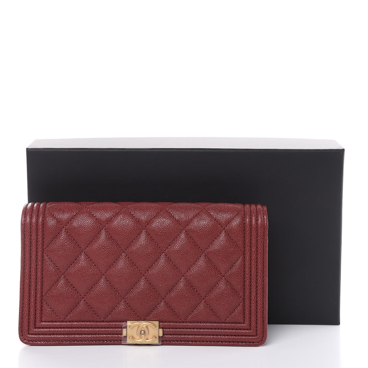 Caviar Quilted Boy Yen Wallet Burgundy