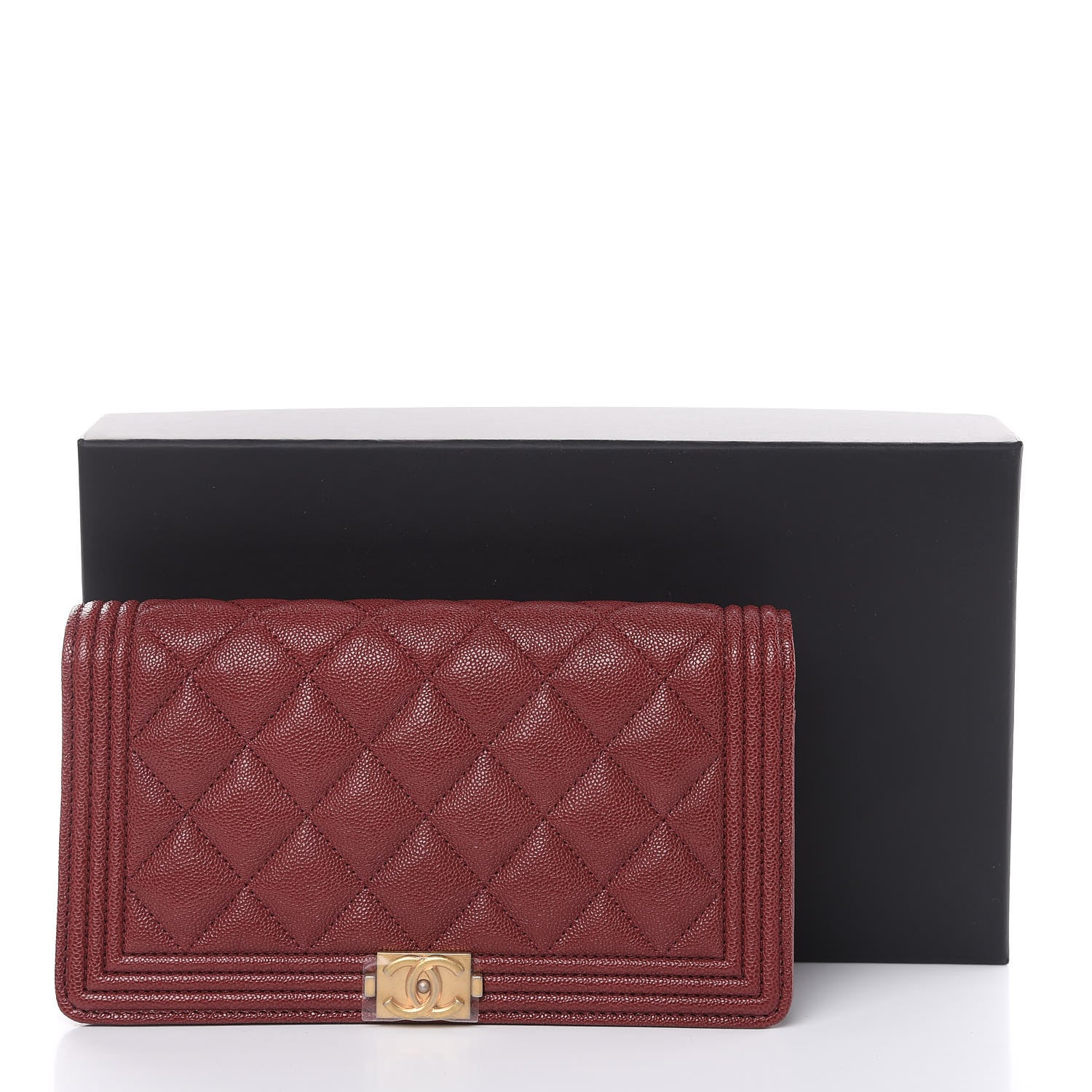 Chanel Caviar Quilted Boy Yen Wallet Burgundy 11 of 11
