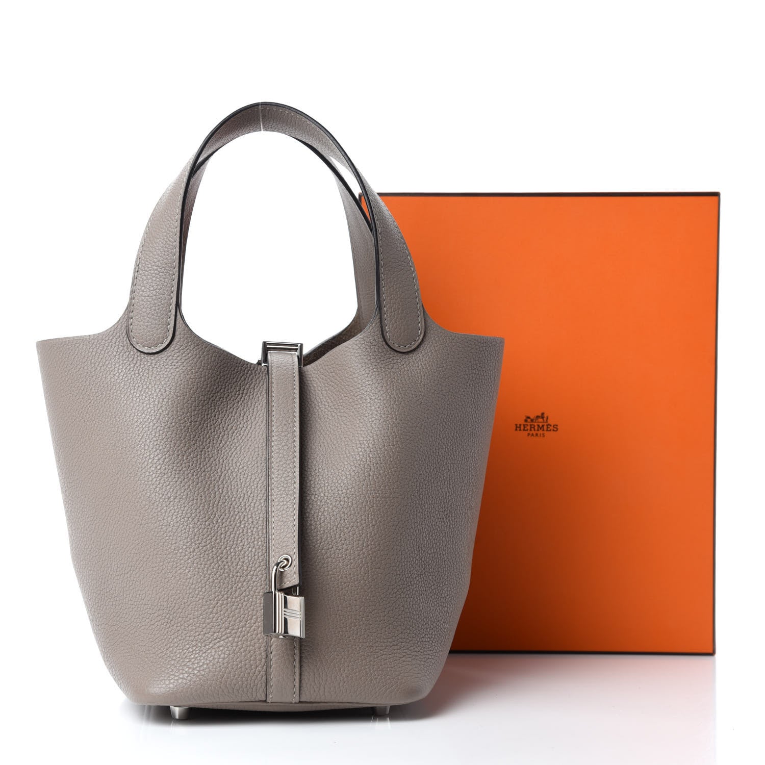 Hermes Taurillon Maurice Picotin Lock 18 PM Gris Asphalte 11 of 11