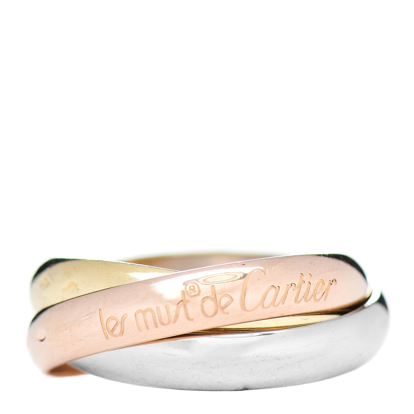 18K Pink Yellow White Gold Classic Les Must De Cartier Trinity Ring 51 5.75