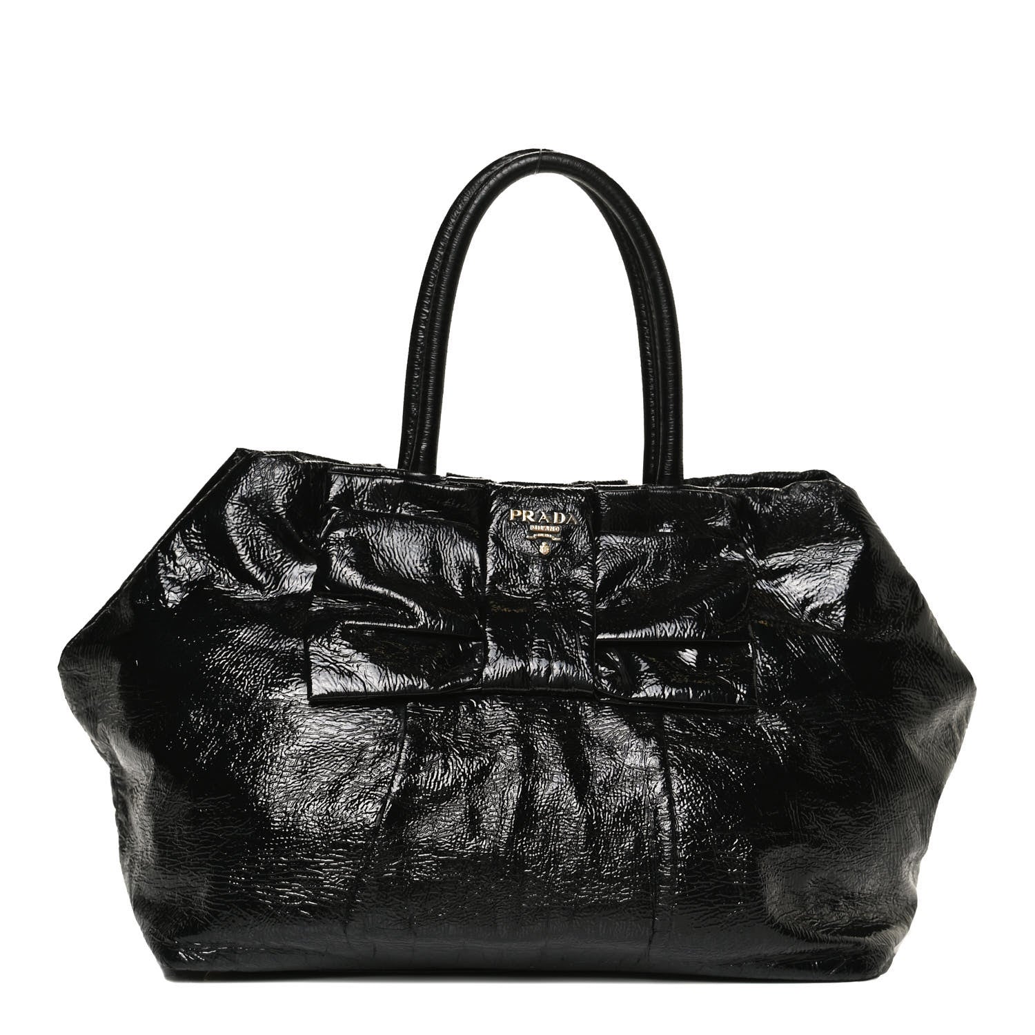 Prada Vernice Bow Tote Black 1 of 11
