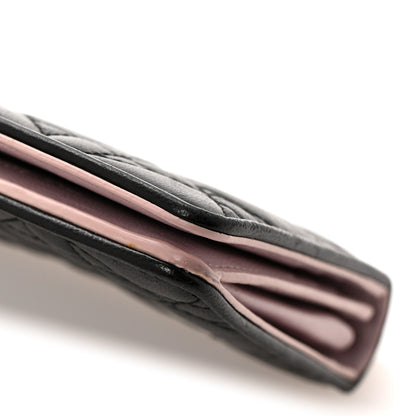 Christian Dior Lambskin Cannage Bi-Color Lady Dior Flap Card Holder Black Mauve Pink 12 of 12
