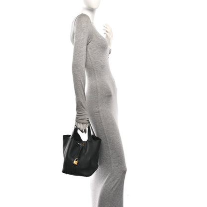 Hermes Taurillon Clemence Picotin Lock 22 MM Black 2 of 11