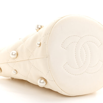 Chanel Lambskin Quilted Pearl Mini About Pearls Drawstring Bag White 9 of 10