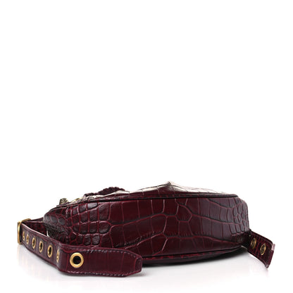 Balenciaga Extra Supple Calfskin Crocodile Embossed Le Cagole Shoulder Bag XS Dark Red 4 of 9