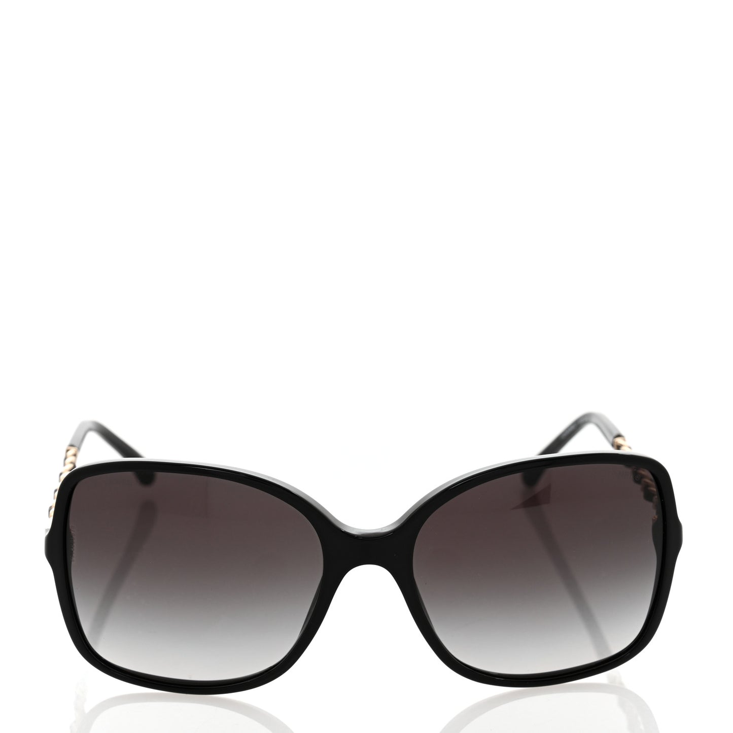 Acetate Lambskin Chain Square Sunglasses 5210-Q Black