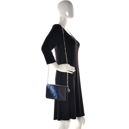Christian Dior Calfskin Tie Dye Wallet On Chain Blue 2 of 12