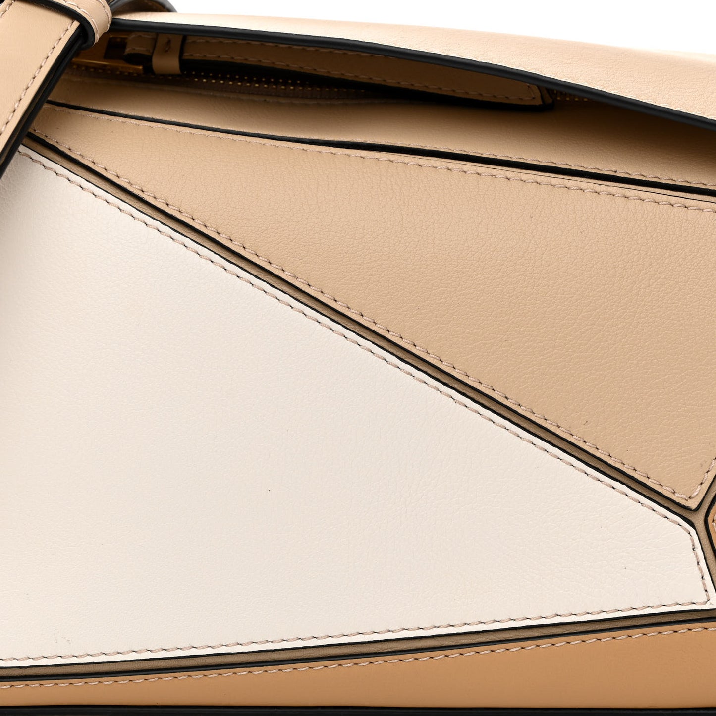 Calfskin Small Puzzle Bag Dusty Beige Soft White
