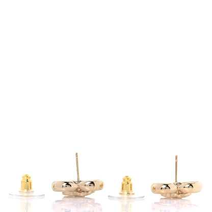 Chanel Metal Crystal CC Logo Heart Earrings Gold 3 of 5
