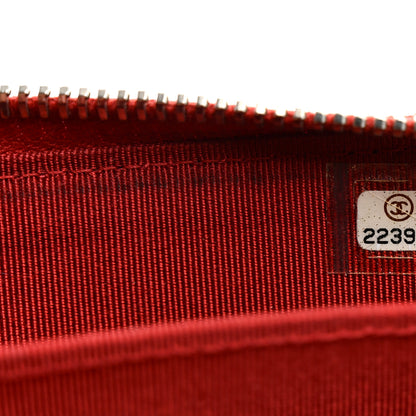 Chanel Caviar Chevron Quilted Zip Around Coin Purse Red 7 of 8