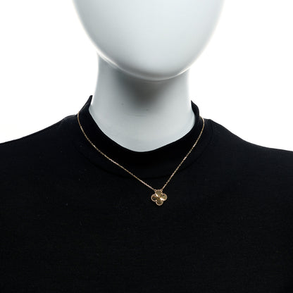 Van Cleef & Arpels 18K Yellow Gold Guilloche Vintage Alhambra Pendant Necklace 2 of 5