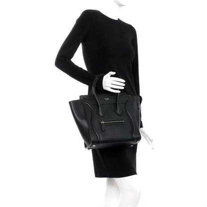 Celine Drummed Calfskin Micro Luggage Black 2 of 11