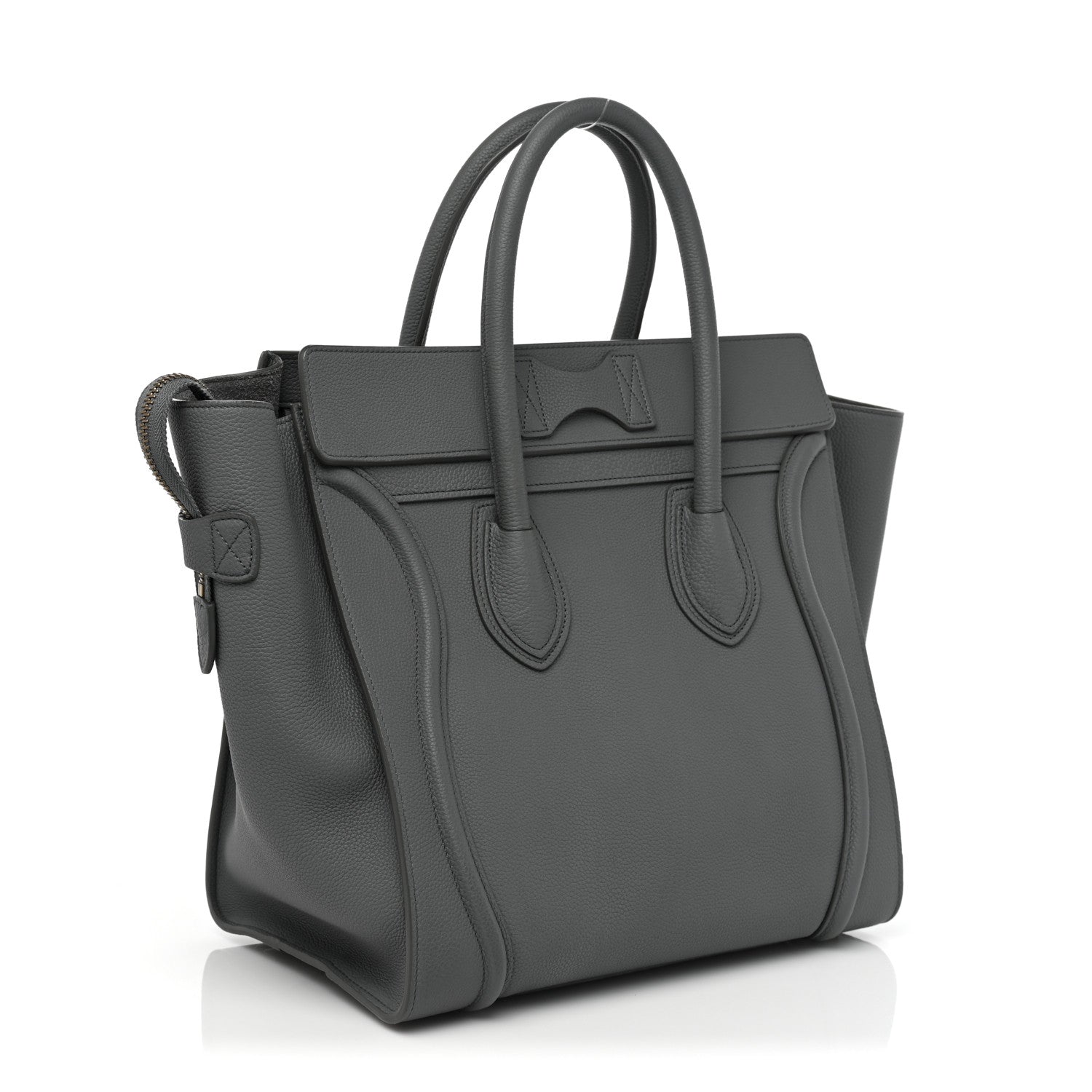 Celine Drummed Calfskin Mini Luggage Kohl 3 of 10