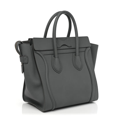 Celine Drummed Calfskin Mini Luggage Kohl 3 of 10