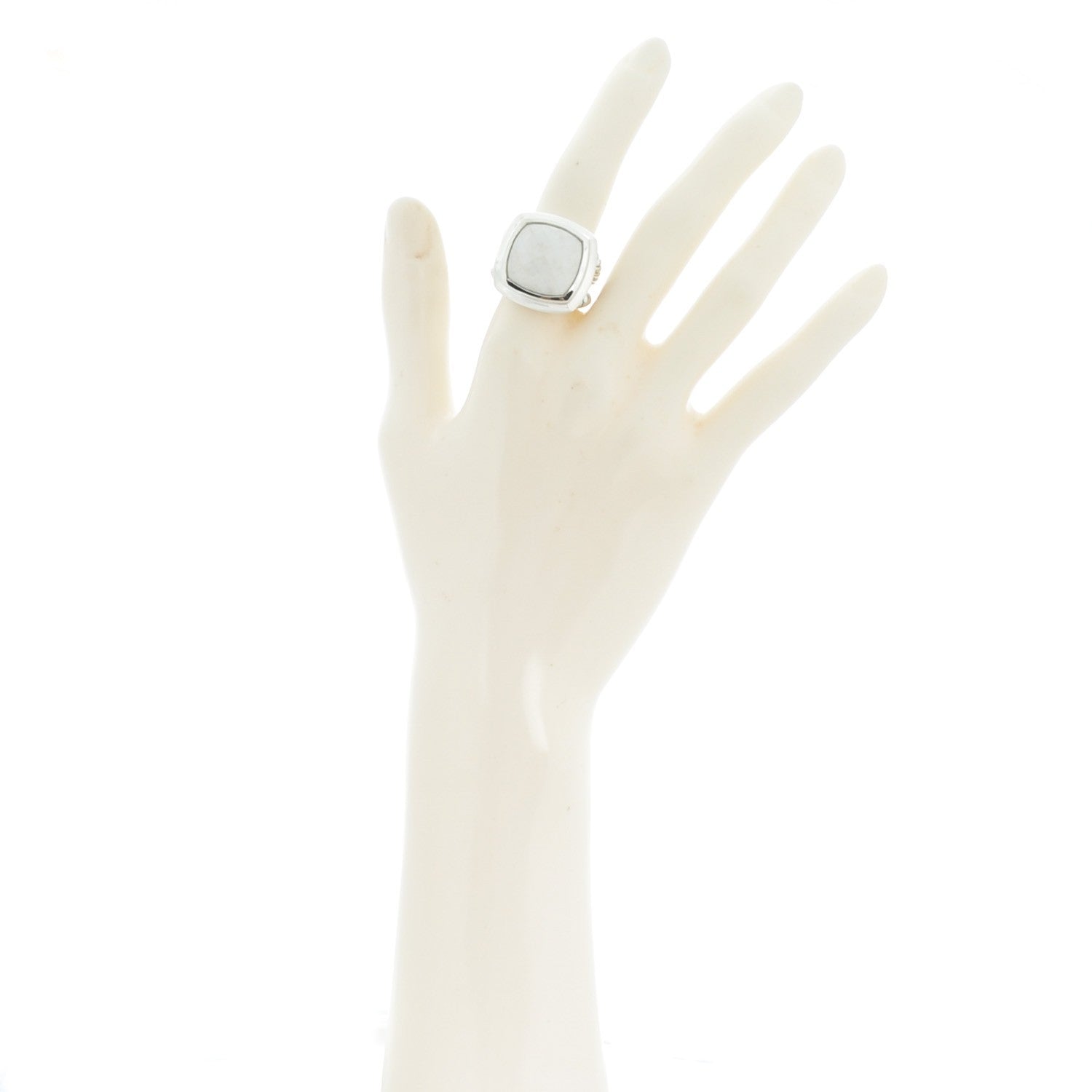 David Yurman Sterling Silver White Agate 16mm Albion Ring 52 6 2 of 6