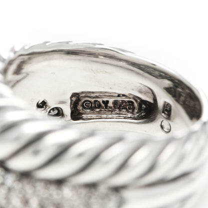 David Yurman Sterling Silver Diamond Thoroughbred Cable Wrap Ring 52 6 4 of 4