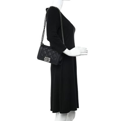 Chanel Calfskin Double Stitch Small Boy Flap Black 2 of 10