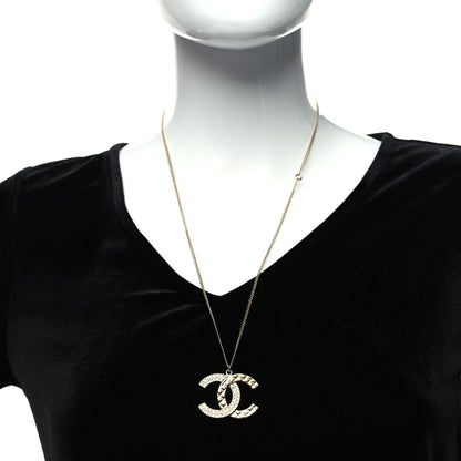 Chanel Baguette Crystal Quilted CC Pendant Necklace Gold 2 of 5