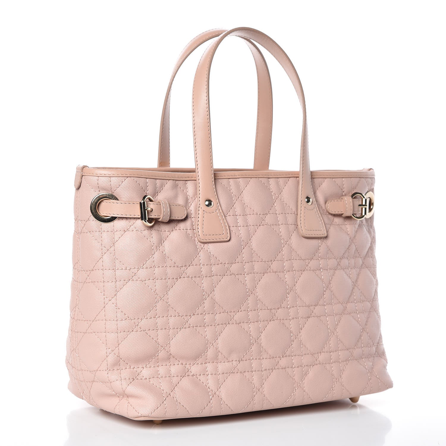 Christian Dior Coated Canvas Cannage Mini Panarea Tote Light Pink 3 of 11