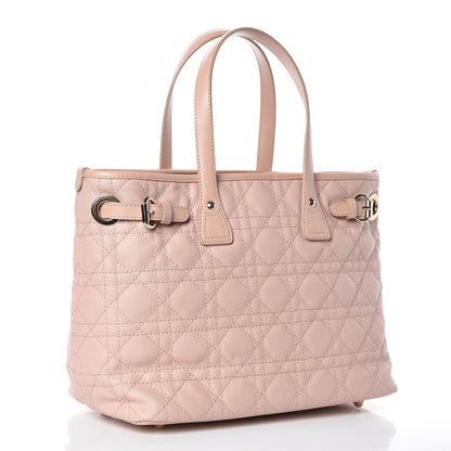 Christian Dior Coated Canvas Cannage Mini Panarea Tote Light Pink 3 of 11