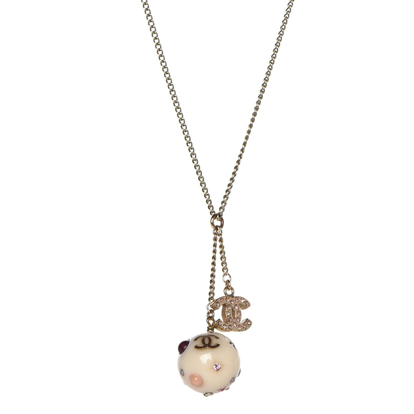 Crystal CC Ball Necklace Gold