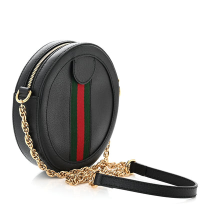 Gucci Grained Calfskin Web Mini Ophidia Round Shoulder Bag Black 3 of 12