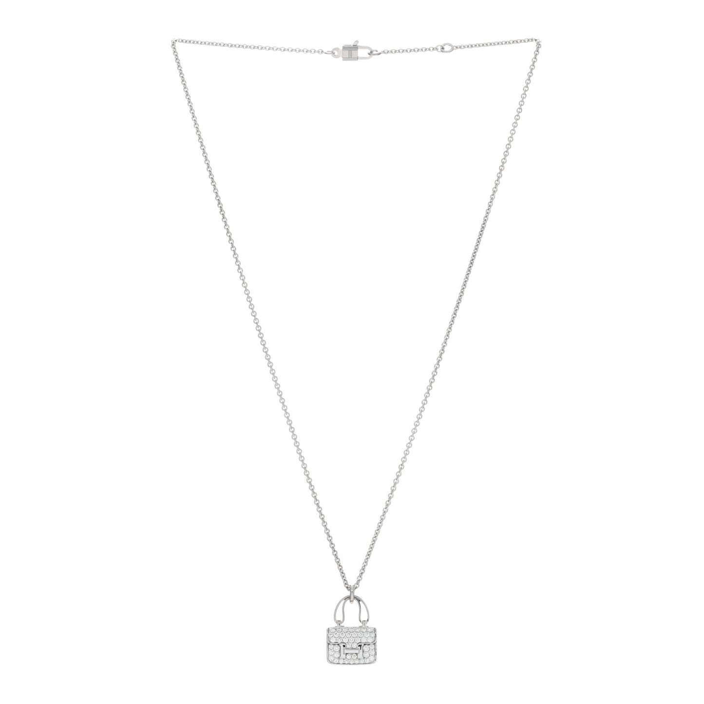 18K White Gold Diamond Constance Amulettes Pendant Necklace