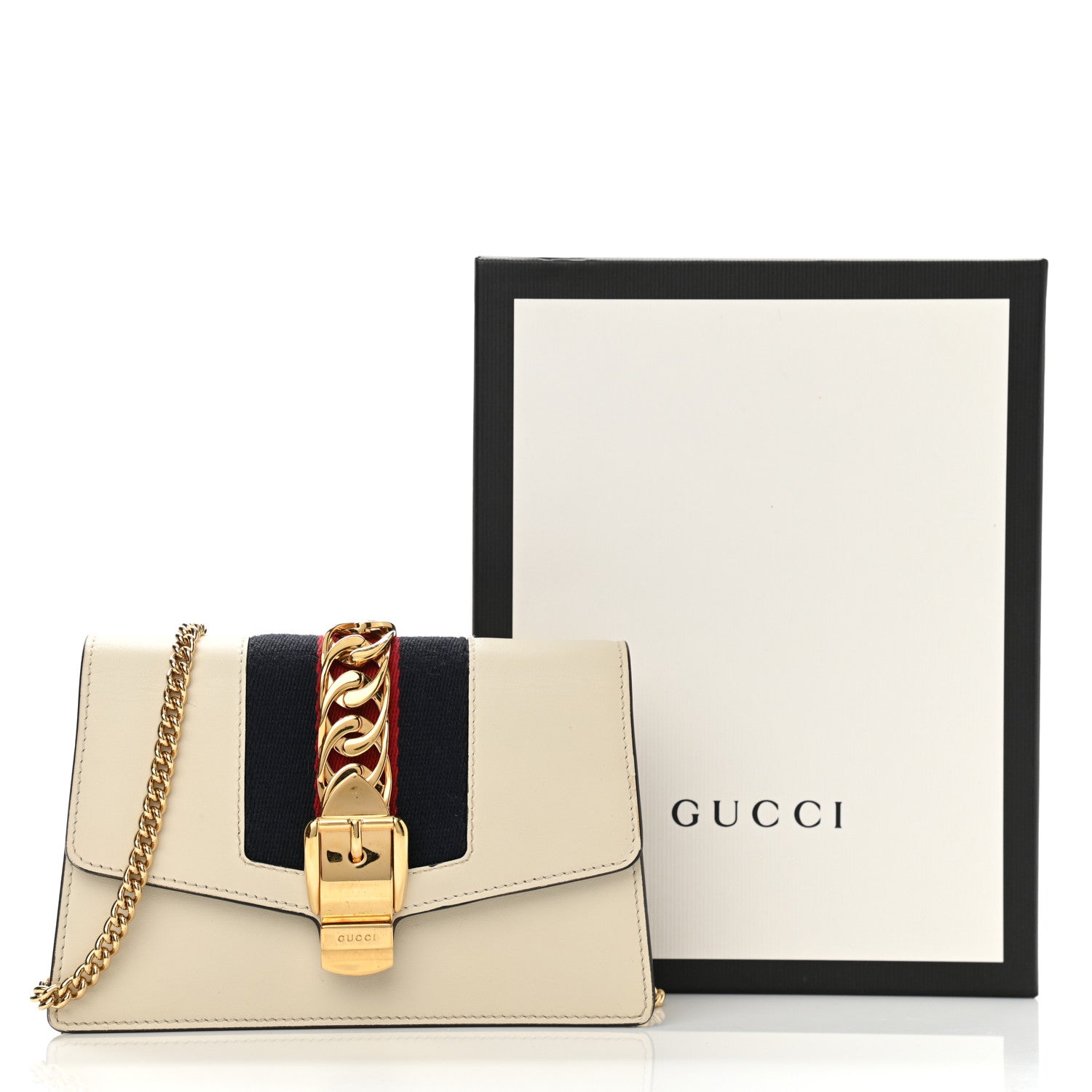 Gucci Calfskin Super Mini Sylvie Chain Shoulder Bag White 12 of 12
