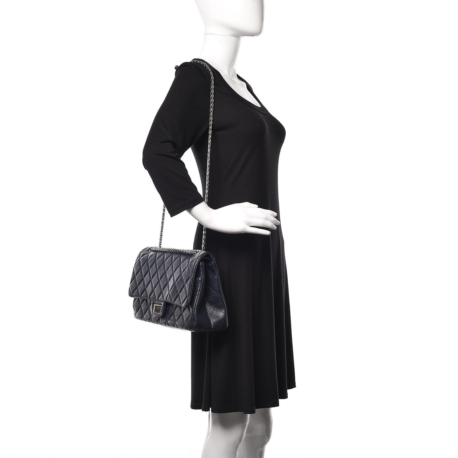 Chanel Aged Calfskin Quilted 2.55 Reissue 227 Flap Navy Blue 2 of 11