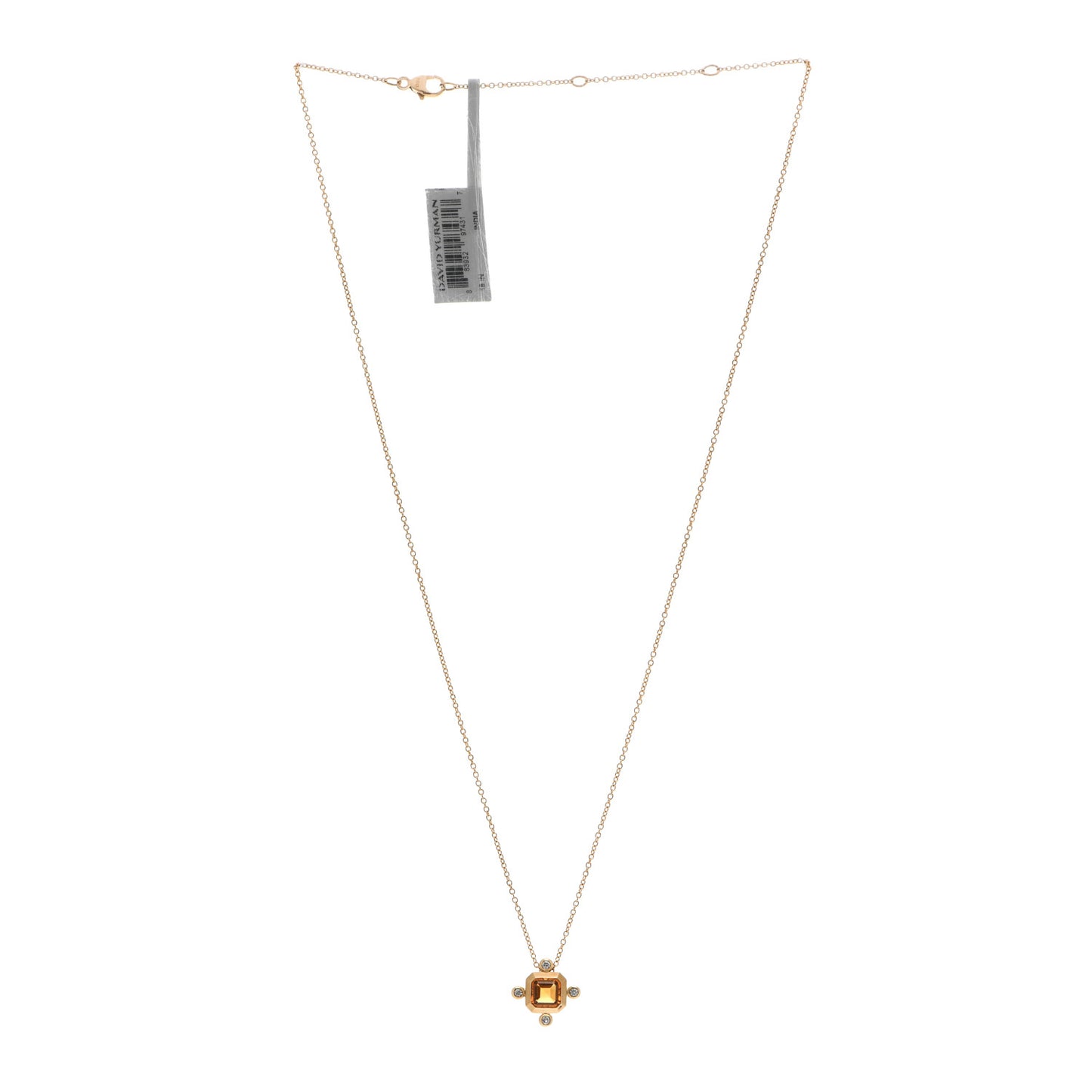 18K Yellow Gold Diamond Madeira Citrine Novella Pendant Necklace