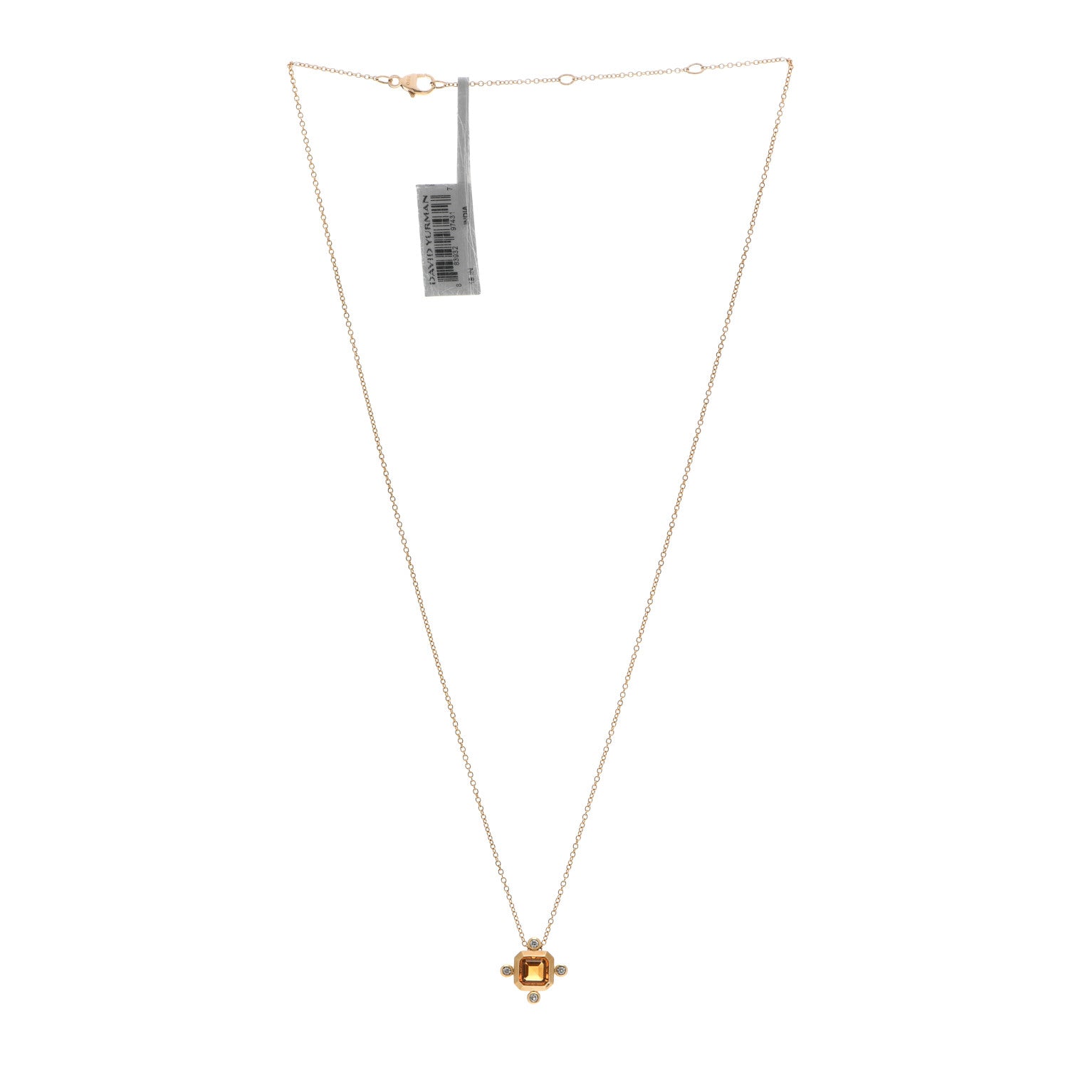 David Yurman 18K Yellow Gold Diamond Madeira Citrine Novella Pendant Necklace 3 of 6