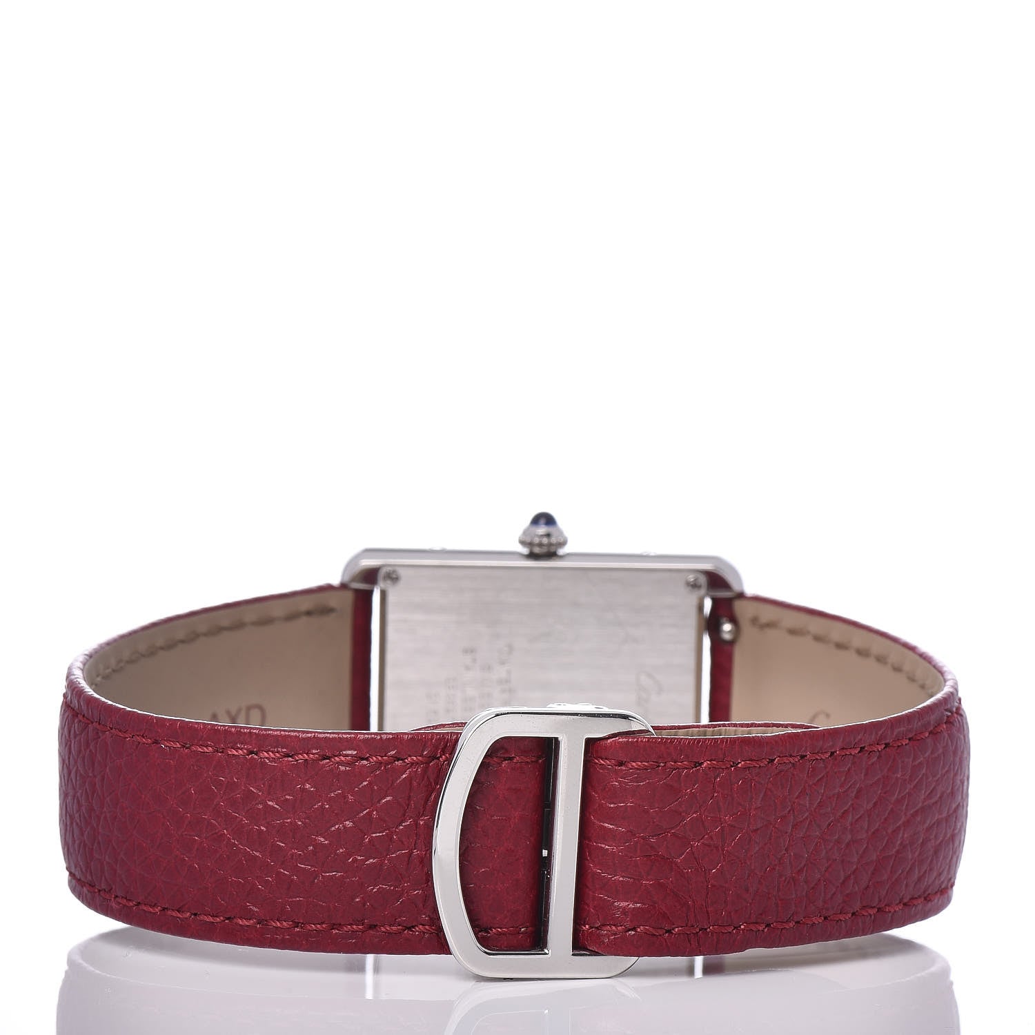 Cartier Stainless Steel Calfskin 27mm Tank Solo Quartz Watch Burgundy 4 of 8
