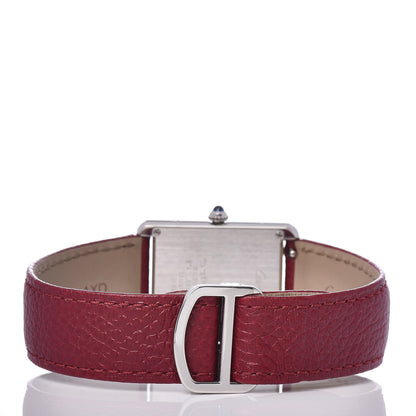 Cartier Stainless Steel Calfskin 27mm Tank Solo Quartz Watch Burgundy 4 of 8