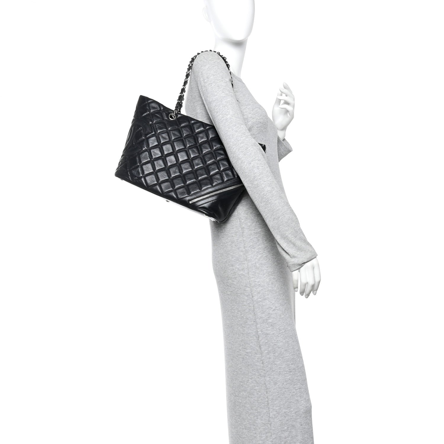 Chanel Aged Calfskin Quilted Large Cotton Club Tote Black 2 of 11
