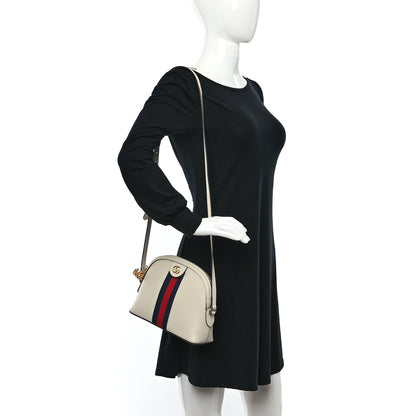Gucci Textured Dollar Calfskin Web Small Ophidia Dome Shoulder Bag Mystic White 2 of 9