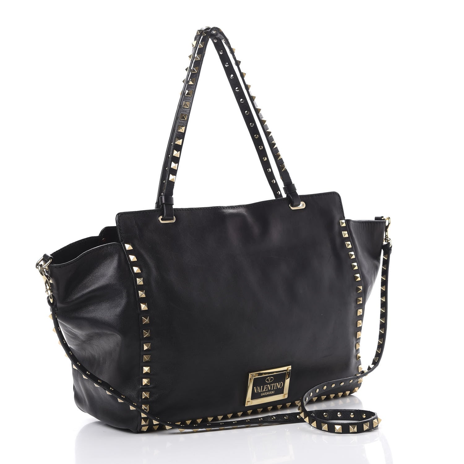 Valentino Garavani Vitello Medium Rockstud Tote Black 2 of 18